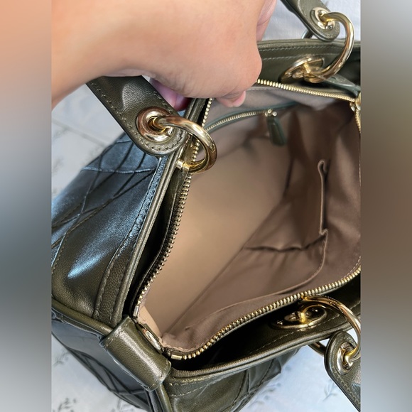 Dior Dark Olive Green Cannage Leather Granville Polochon Satchel - Picture 7 of 14